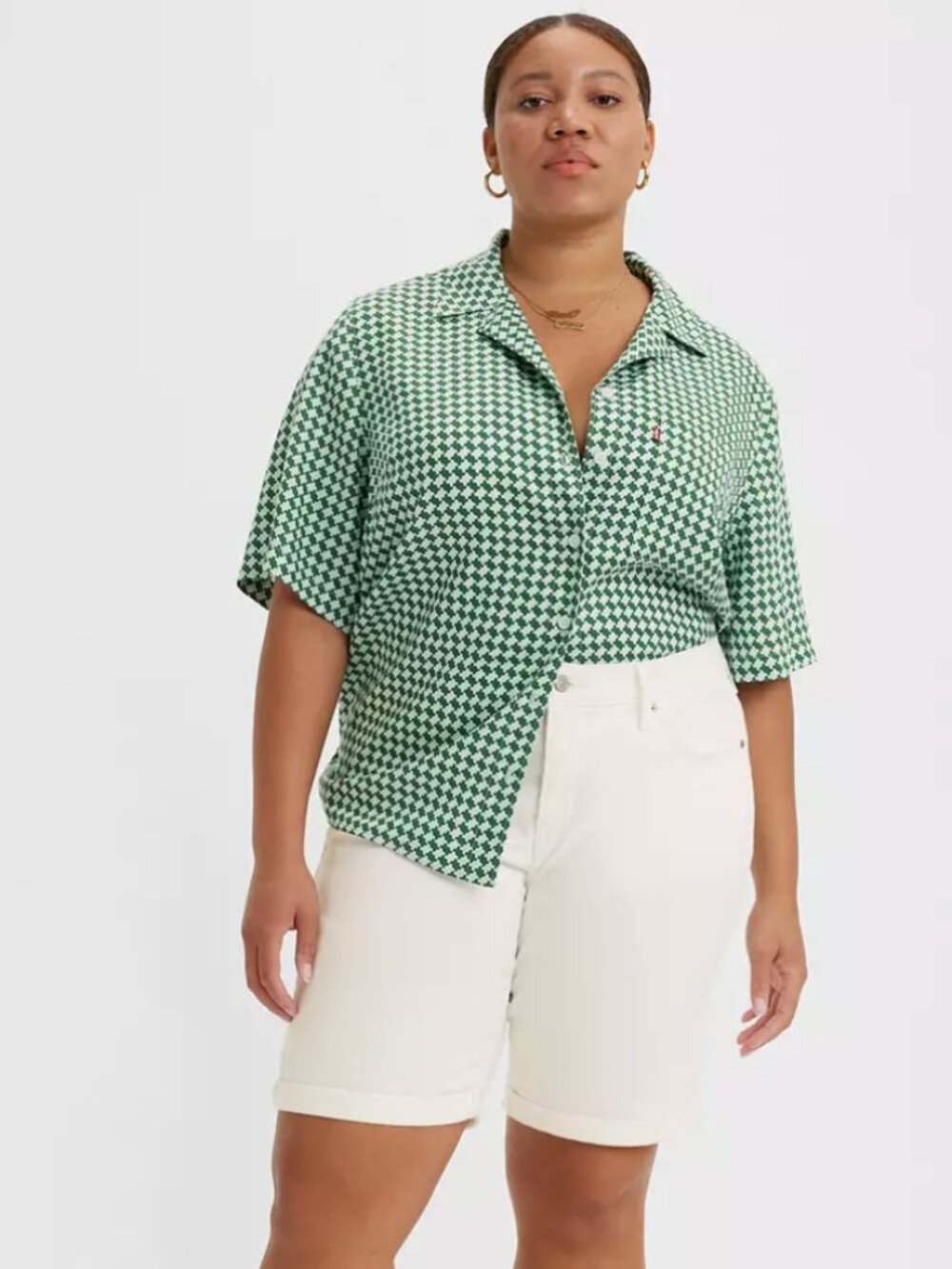 Levi's Classic Bermuda Shorts White Plus Size Denim